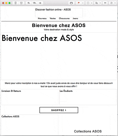 ALT text: Asos email example (images blocked)