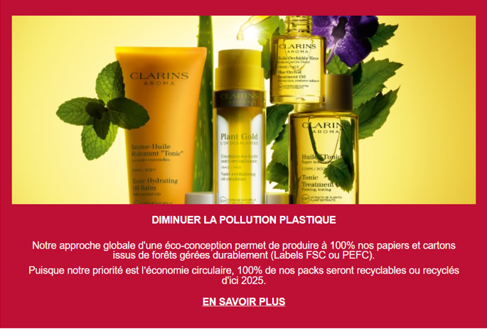 Visuel Email Clarins : recyclage